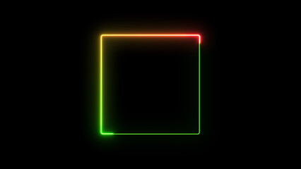Abstract glowing neon light squire frame icon background illustration 4k.