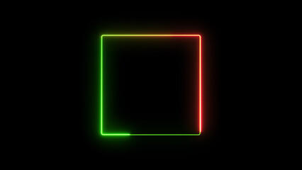 Abstract glowing neon light squire frame icon background illustration 4k.
