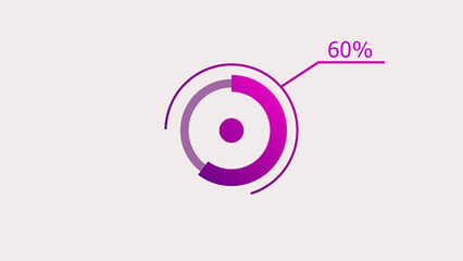 60% circle loading icon diagrams Infographics background. Abstract storage pie chart symbol background illustration.