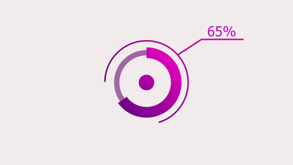65% circle loading icon diagrams Infographics background. Abstract storage pie chart symbol background illustration.