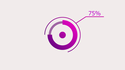 75% circle loading icon diagrams Infographics background. Abstract storage pie chart symbol background illustration.