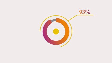 93% circle loading icon diagrams Infographics background. Abstract storage pie chart background illustration.