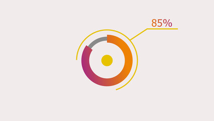 85% circle loading icon diagrams Infographics background. Abstract storage pie chart background illustration.