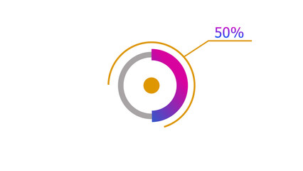 50% circle loading icon diagrams Infographics background. Abstract storage pie chart background illustration.