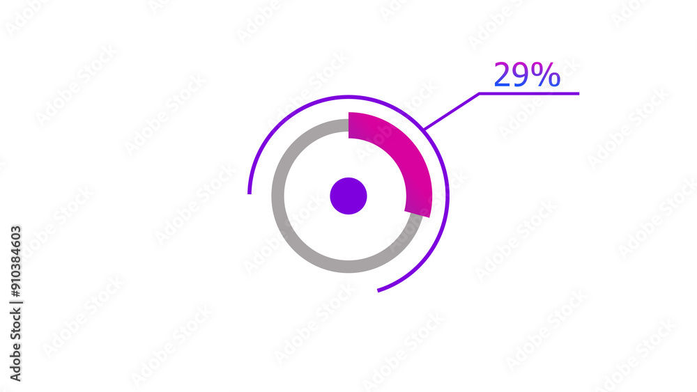 Wall mural 29% circle loading icon diagrams infographics background. abstract storage pie chart background illu
