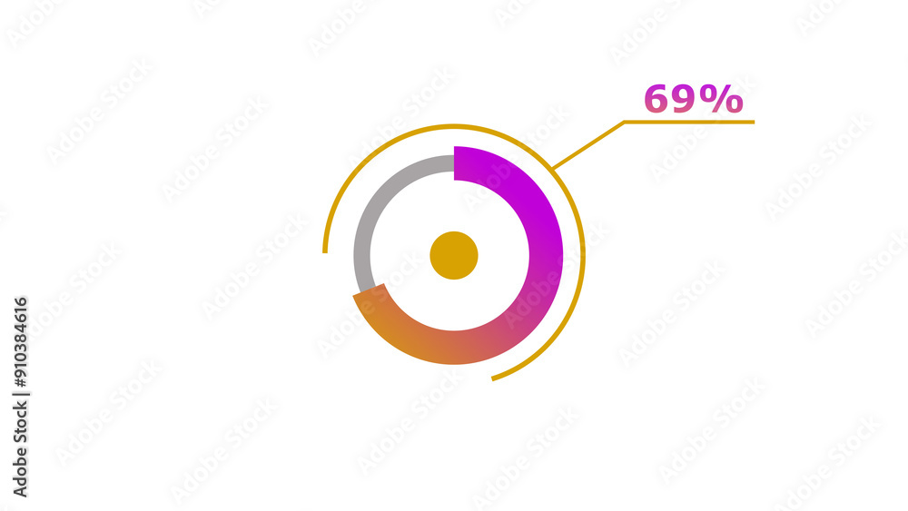 Wall mural 69% circle loading icon diagrams infographics background. abstract storage pie chart background illu