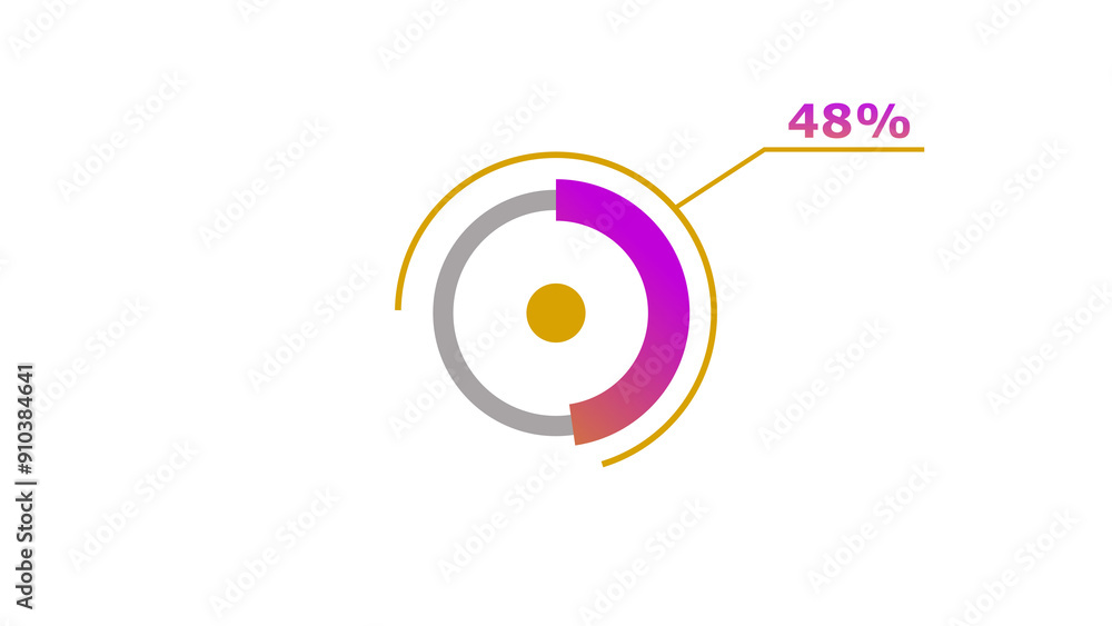 Wall mural 48% circle loading icon diagrams infographics background. abstract storage pie chart background illu