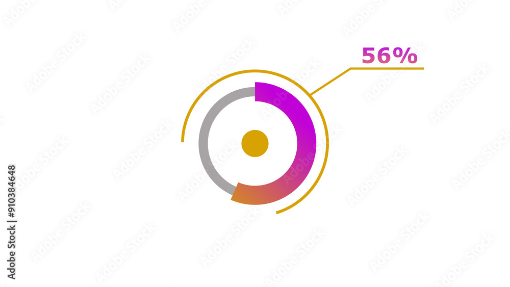 Wall mural 56% circle loading icon diagrams infographics background. abstract storage pie chart background illu