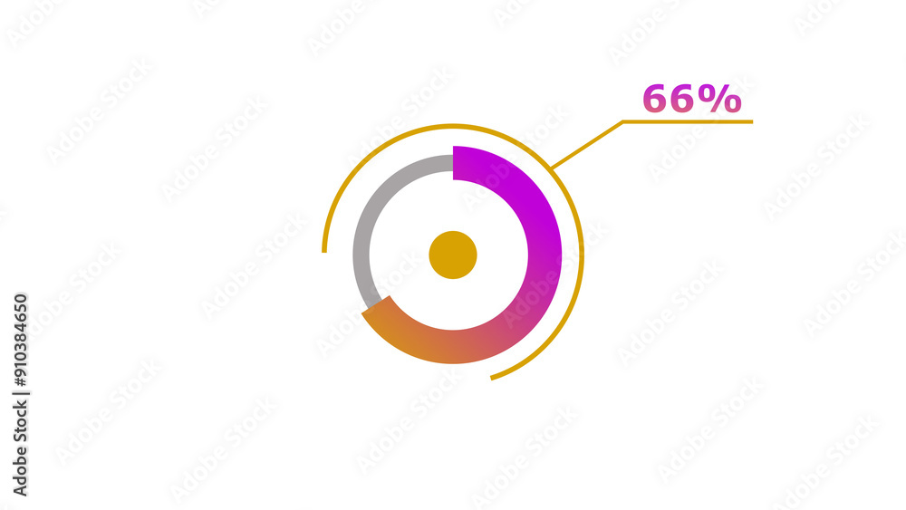 Wall mural 66% circle loading icon diagrams infographics background. abstract storage pie chart background illu