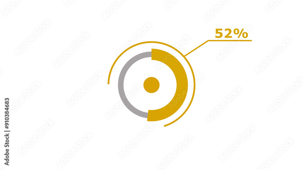 Wall mural 52% circle loading icon diagrams infographics background. abstract storage pie chart background illu