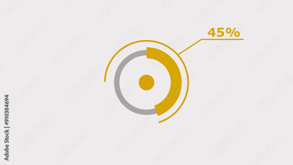 Wall mural 45% circle loading icon diagrams infographics background. abstract storage pie chart background illu