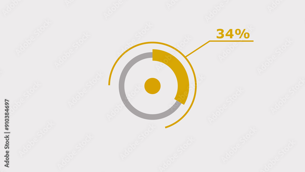 Wall mural 34% circle loading icon diagrams infographics background. abstract storage pie chart background illu