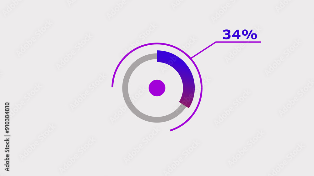 Wall mural 34% circle loading icon diagrams infographics background. abstract storage pie chart background illu