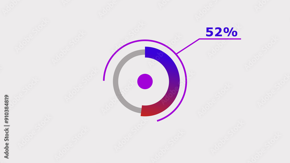 Wall mural 52% circle loading icon diagrams infographics background. abstract storage pie chart background illu