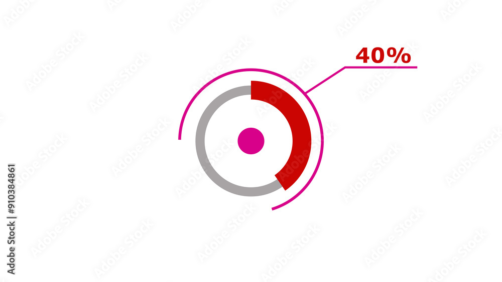 Wall mural 40% circle loading icon diagrams infographics background. abstract storage pie chart background illu