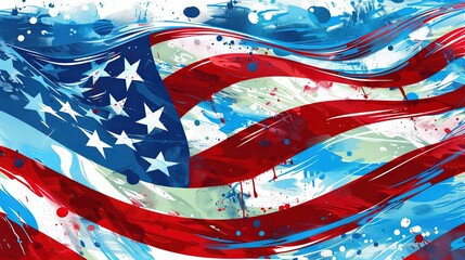 modern cartoon, American flag abstract design