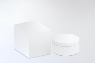 Blank cosmetic gift set box for branding, 3d render illustration.