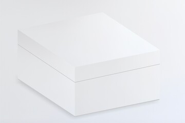 Blank white cardboard box isolated on gray pastel color background with shadow 3D rendering