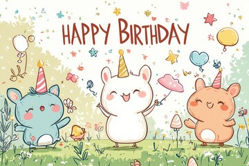 Cute birthday illustrations