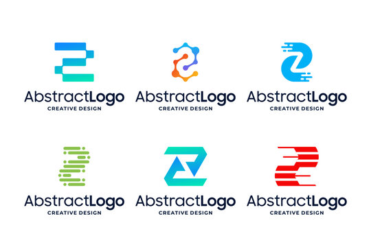 Set of letter Z tech logo design