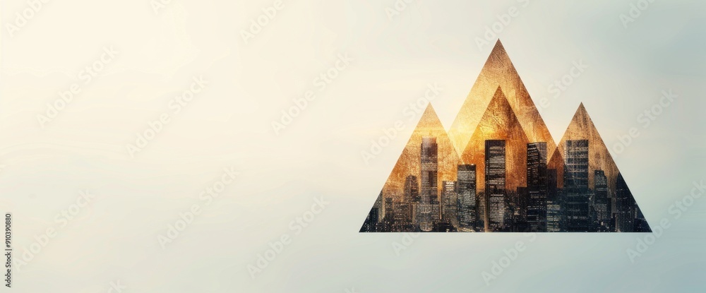 Poster abstract triangular designs and business graphs copy space natural lighting