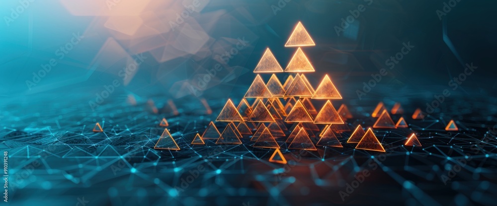 Poster business background with abstract triangle shapes and graphs copy space natural lighting