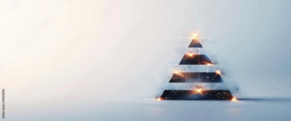 Poster business background with abstract triangle shapes and graphs copy space natural lighting