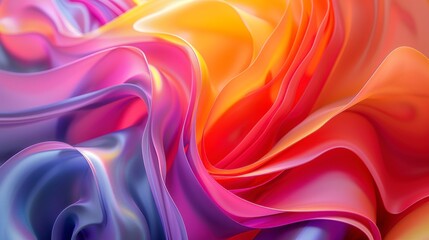 Obraz premium Fluid abstract shapes in bold colors in a minimalistic environment.