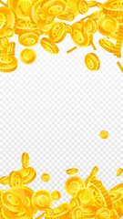 European Union Euro coins falling. Scattered gold