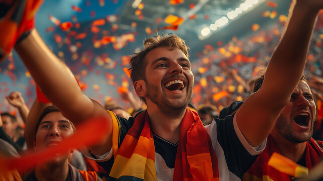 German football team supporters celebrating at stadium