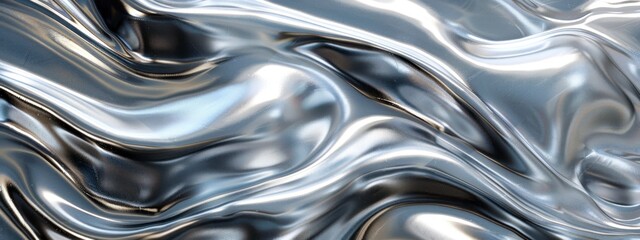 Liquid metal waves against a silver background.