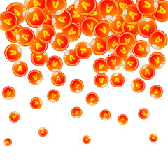 Vitamin A round capsules scattered randomly.