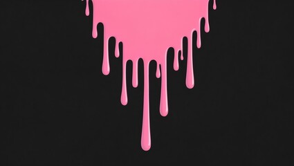 flat aesthetic linear dripping pink paint on black bac background