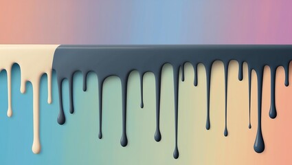 flat aesthetic linear dripping grey paint on multicolo background