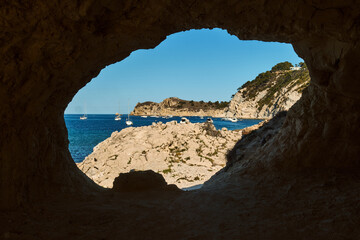 Through passage in the rock near the sea