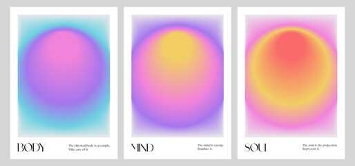 Positive Aura Gradient poster. Body, mind, soul bundle digital art. Y2k style blurred gradient. Aura aesthetic. Colourful spiritual poster. Trendy wall art. Red, pink, yellow. Print, wallpaper, web