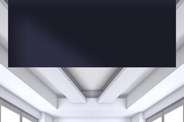 Modern coworking office with empty black poster