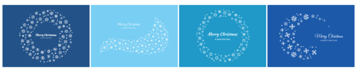 Set of Merry Christmas backgrounds with snowflakes