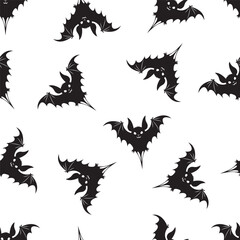 Seamless pattern with bats on a white background. Halloween Pattern