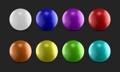Collection of colorful 3d spheres isolated on dark