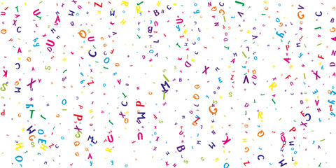Scattered letters of latin alphabet. Colorful