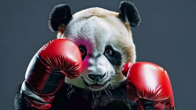 Panda boxing gloves on the wall