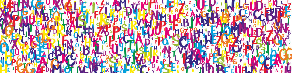 Scattered letters of latin alphabet. Colorful