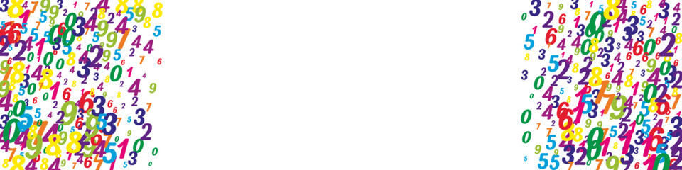 Flying colorful digits and numbers. School math