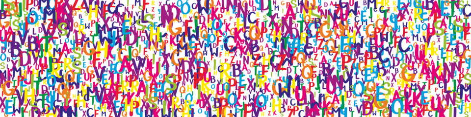 Scattered letters of latin alphabet. Colorful