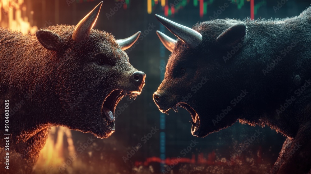 Aufkleber create a visualization to show the volatile state of the market with a mix of bears and bulls.