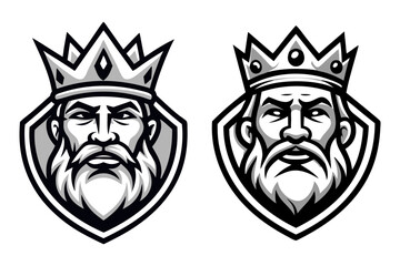 A king head, tough looking medieval warrior face, man wearing crown