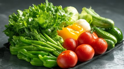 Assortment of Fresh Vegetables on Tray