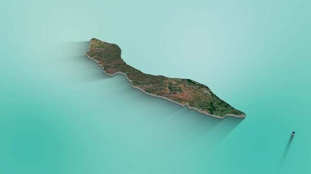 Curacao Map Animation.  3d animation of Curacao map