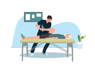 Old man receiving physical therapy.